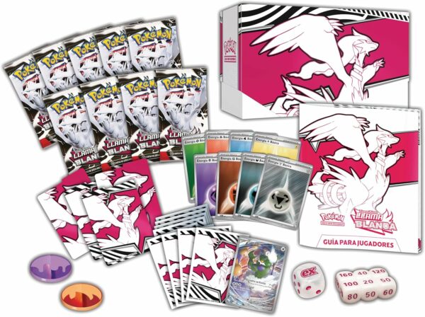 Pokémon: Caja de Entrenador Élite de Escarlata y Púrpura-Llama Blanca: Reshiram de JCC (1 Carta de promoción con ilustración expandida de Tornadus, 9 Sobres de Mejora y Accesorios prémium) - Image 3