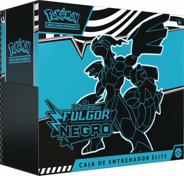 Pokémon: Caja de Entrenador Élite de Escarlata y Púrpura-Fulgor Negro: Zekrom de JCC (1 Carta de promoción con ilustración expandida de Thundurus, 9 Sobres de Mejora y Accesorios prémium)